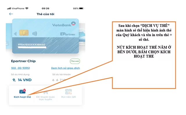 Kích hoạt thẻ Vietinbank qua Ipay